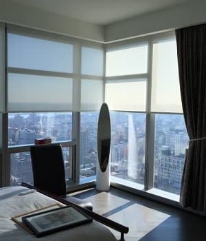 Made-to-Order Motorized Solar Shades, Electric Sunscreen Shades, 30W x 69H, 2710 Oyster Pewter 10%. Remote and Batteries Included.