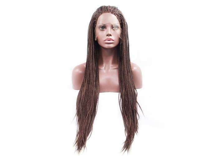 Braids Wig Extra Long Box Braids Dark Blonde Synthetic Braided Lace Front Wigs for African American Women