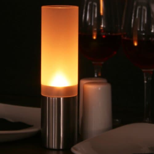 Genware Stainless Steel & Frosted Glass Table Lamp | Tealight Holder