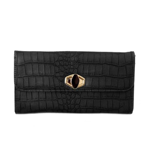 Nila Anthony Croco Clutch With Crystal Turnlock