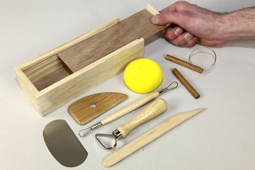 Potters Tool Set - 8 Piece with wooden storage box