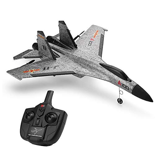 Sallymonday Imported RC Airplane RTF, 2.4G RC Airplane RTF Glider EPP Composite Material,3 Channel Built in 6 Axis Gyro System for 14+ Years Old Kids Adult ( A100 SU-27) (Gray)