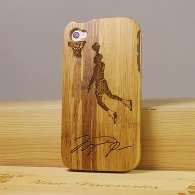 Euroge Tech 100% Natural Heavy Bamboo Case for iPhone 4/4S Jordan Siganature