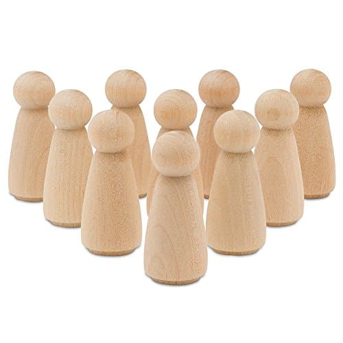 Elegantday Natural Wooden Peg Doll Bodies Unfinished Plain Blank Decorative (Angle/Women,10pcs)