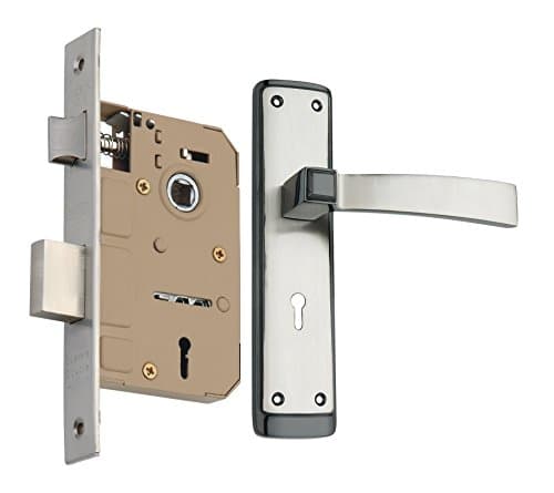 Spider Zinc Mortice Key Lock Complete Set with Black Silver Finish (ZZ16MBS + EMLS) (HSN Code:83014090)