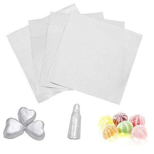 Candy Chocolate Wrapping Aluminium Foil Paper Best for Wrapping Candies/Chocolate Balls/Gift Size 4x4/ 100PCS Sugar Wraps Paper by Party/Wedding/Birthday/Chrismas Accessories (Silver, 100)