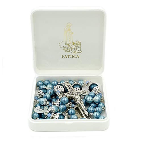 FARPortugal Handmade Bohemian Glass Beads Our Lady of Fatima Rosary - 3 Colors Available (Blue)