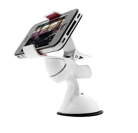 FlyStone Clipper Car Mount Universal Vehicle Swivel Holder for Samsung Galaxy Note 2 N7100 / Samsung Galaxy S3 I9300 / Samsung Galaxy S4 I9500 / Samsung Galaxy Note 3 +Gear N9000 N9002 N9005 / Other Smartphones (White & Red)