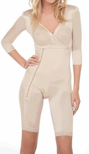Annette After Surgery Full Body Girdle with 3/4 Sleeves Style 17367 - Black - 3XLarge