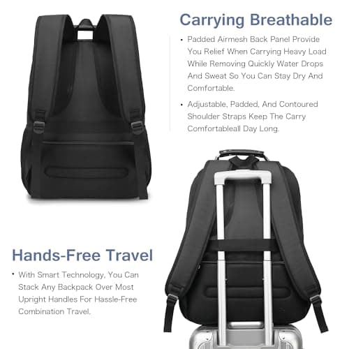 Laptop Backpack for Men - Stylish College Bookbag for 15.6-Inch Laptop,Black