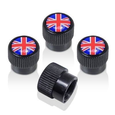Union Jack Black ABS Tire Stem Valve Caps for MINI Cooper