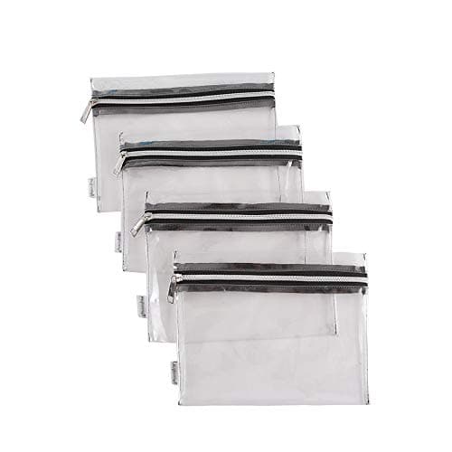 Augbunny Clear Vinyl Zipper Multi-Purpose Waterproof School Office Home Supply Organizers Pouch Tool Bag 4-Pack