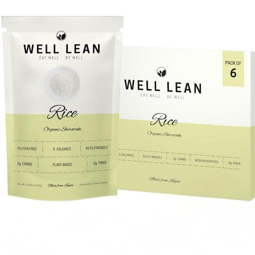 Well Lean USDA Organic Konjac Shirataki Rice - Low Carb, Keto Rice, 6 Pack (12 Servings) - Ideal for Keto, Paleo, and Low Carb Diets - Ready to Eat, Low Carb 2gm, Low 5 Cal