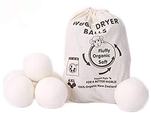 Wool Dryer Balls by MarvelousRule, 6 Pack XL Organic Wool, Non-Toxic, Reusable, X-tra Large. Reduces Drying Time and Chemical Free. Natural Fabric Softener(6PC White） …