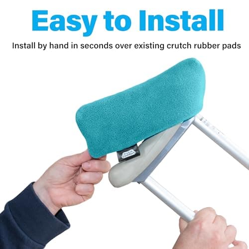 Universal Crutch Underarm Pad Covers - Luxurious Soft Fleece with Sculpted Memory Foam Cores (Teal)