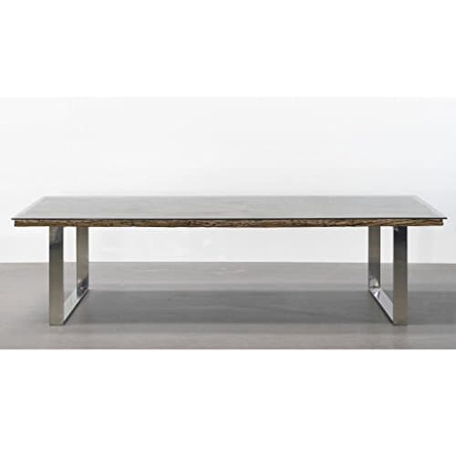 Frozen, Dining Table with Glass Top and Polished Stainless Steel Legs, Available in Five Different Sizes. B100xL300xH75cm