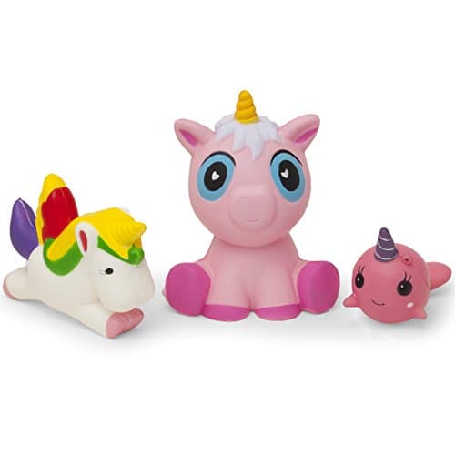 Jumbo Unicorn Squishy Slow Rising - Set of 3 - Narwhal and Unicorn Squishies Pack - Cute Kawaii, Stress Relief, Party Favors, Fidget Desk Toy, Classroom Prizes