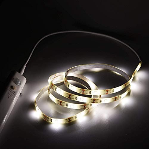 LED Strip Lights Battery Operated - Motion Sensor Waterproof Dual Mode Flexible Closet Light for Bedroom Cabinet Stairs Crib -3000K Warm White Decoration Lights 2.4W (10W Equivalent)