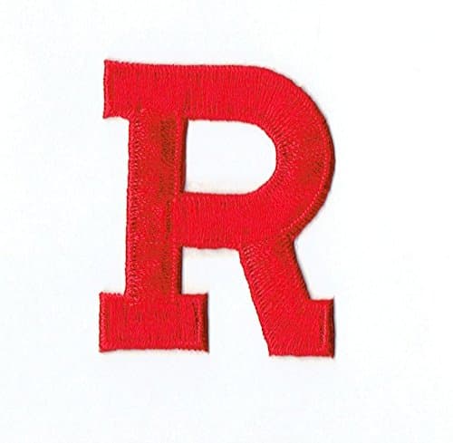 Alphabet Letter - R - Color Red - 2 Inch Block Style - Embroidered Iron on Patch