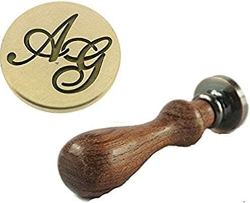 MDLG Vintage Custom Made Two Letters Personalized Letter Logo Invitation Wax Seal Stamp Rosewood Handle Set