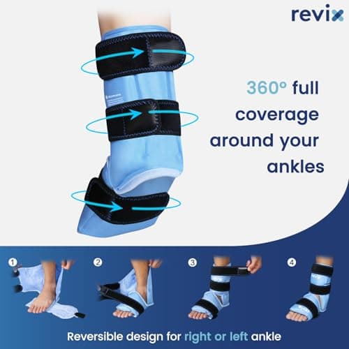 REVIX Foot Ankle Ice Pack Wraps for Discomfort, Reusable Gel Ice Wrap with Cold Compression Therapy, Plantar Fasciitis, Post-Workout Feet Recovery, Soft Plush Lining, 2 Packs