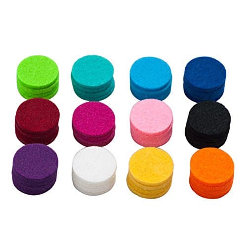 ROSY AROMA 12 Colors Refill Pads For Essential Oil Diffuser Locket Necklace Aromatherapy Diffuser Necklace Replacement Pads (48 Pcs)