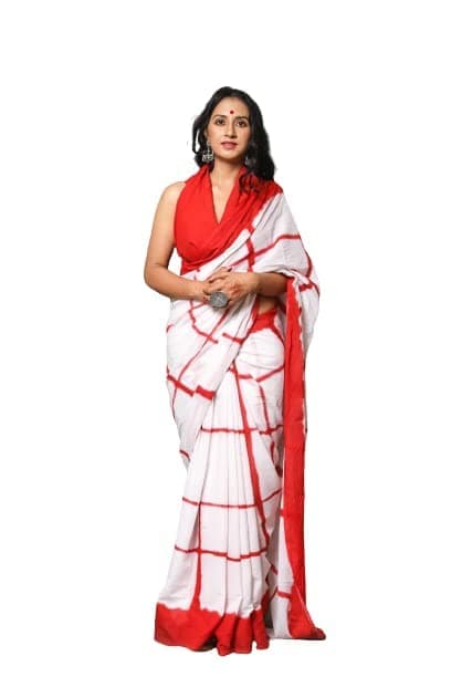 HASTSHILPI Mulmul Cotton White Saree For Women's And Girls Beautiful Block Printed Work Traditional Ethnic Indian Wear Saree With Blouse Piece For All Occasions Saree A Greet Gift Itm