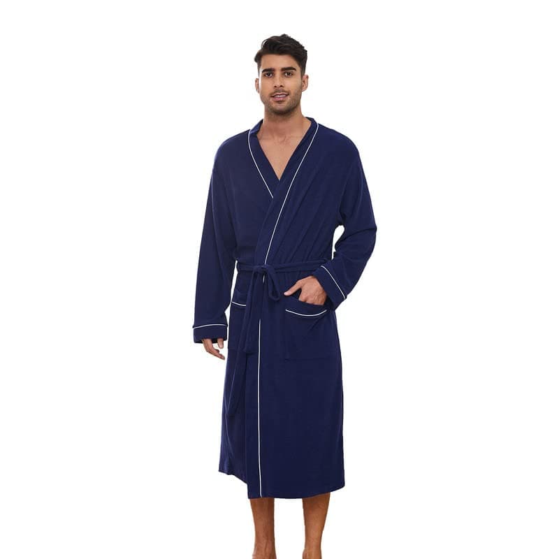 Mens Terry Cloth Bathrobe, 100% Cotton Soft Robe for Men, Long Spa Skin-friendly Mens Robe