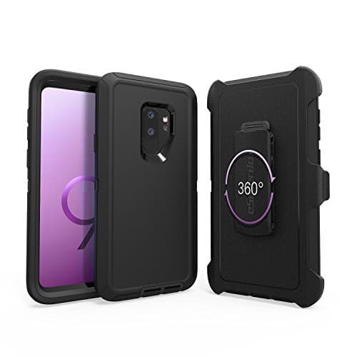 Samsung Galaxy S9 Plus case,by eSellerBox,Black,Heavy Duty Rugged Multi-Layer Hybrid with Kickstand Belt Clip Holster Cover for Samsung s9+