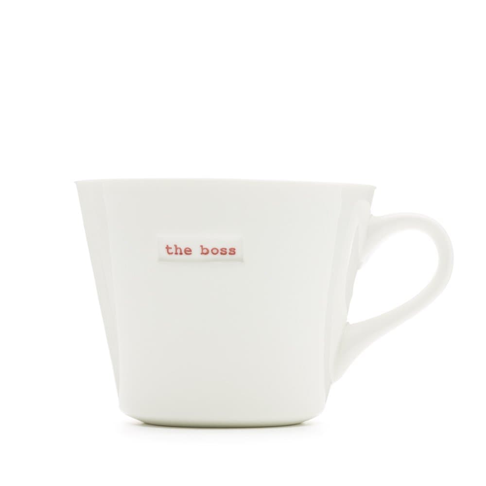 Keith Brymer Jones Word Range Standard Bucket Mug, 350ml, The boss, White, 1 Count (Pack of 1)