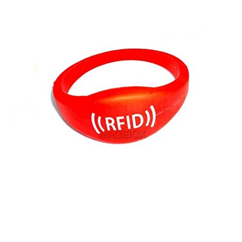 4PCS Colorful 125khz Rfid Waterproof Proximity ID Card EM card RFID wristbands bracelets and wrist band ID TK4100 silicone id wristband (Red)