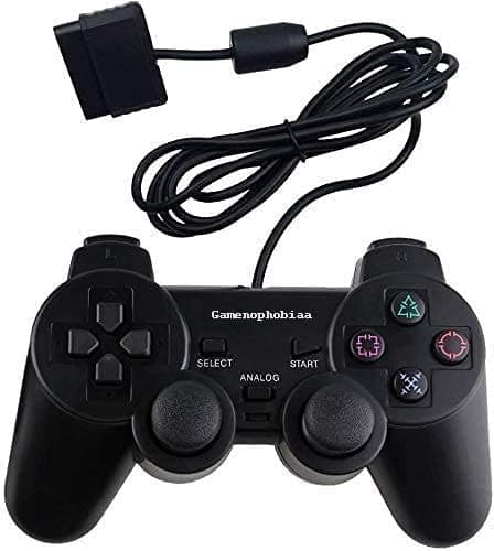 GAMENOPHOBIA Wired Dualshock 2 Controller for PlayStation 2 (PS2) with Built-in Vibration Function and Twin Analog Sticks