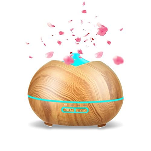 Essential Oil Diffuser 300ml Baby Room Aroma Ultrasonic Aromatherapy Fragrant Oil Vaporizer Mist humidifier Air Purifier with 7 Colors LED Night Lights Waterless Auto Shut-Off and 4-Timers