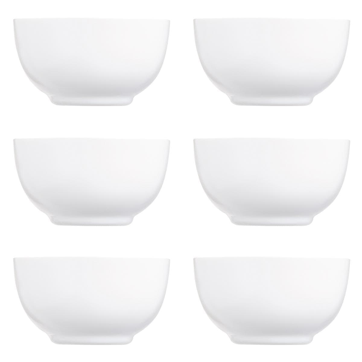 Diwali Set of 6 Opal Glass Bowls 14.5 cm, White