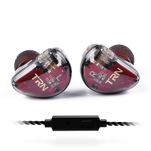 TRN V90 Hi-Fidelity Stereo Earphone, in Ear Monitor 4 Balanced Armature and 1 Dynamic Driver in Ear Earphone Aerospace-Grade Aluminum Metal Headset with Detachable 2Pin Cable (v30 with mic, Black)