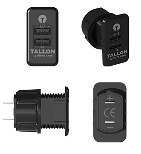 Tallon Dual USB Charger Socket - Semi Truck/Carling Switches: 12-24V Input & Puts Out 5V 1.0A and 2.1A Simultaneously