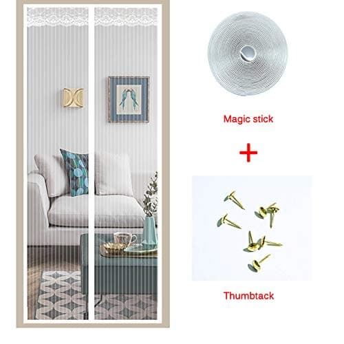 Fly Screen Door,Magnetic Fly Insect Screen Door Screen Mesh Curtain Fits Door Up to 35 x 82inch (White Lace)
