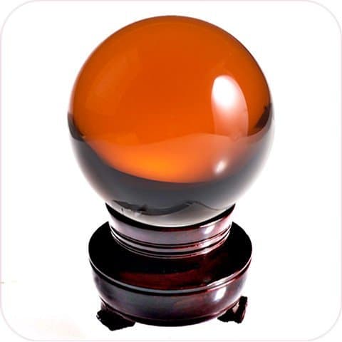 Amlong Crystal Amber Crystal Ball 150mm (6 in.) Including Wooden Stand and Gift Package