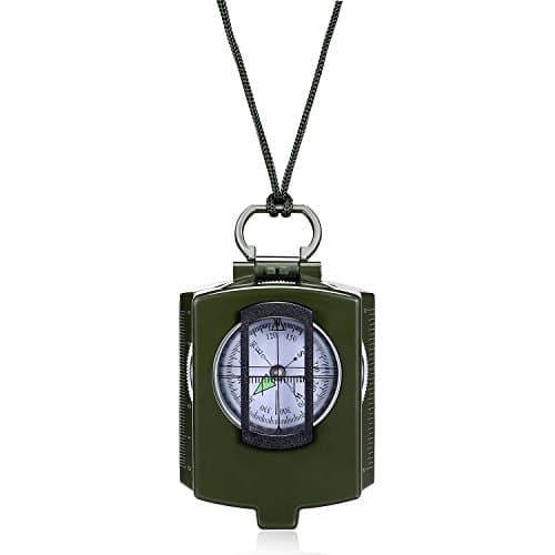 Outdoor Survival Compass Multifunctional Military Map Sighting Lensatic Compass, Waterproof and Shakeproof for Adventure Hiking Camping with Pouch
