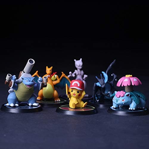 WOIA 6Pcs/Set Mewtwo Charizard Venusaur Blastoise Anime Model Figure PVC Toys -Multicolor Complete Series Merchandise
