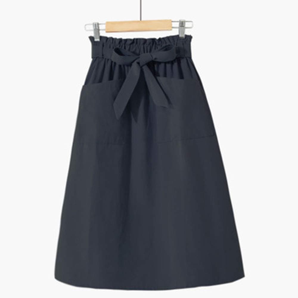 GERPY Spring and Summer New Literary Female Female Long Section of The Flower Plaque Belt Pocket College Casual A Word Skirt