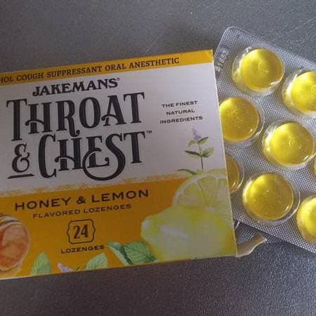 Jakemans Honey and Lemon Throat & Chest Lozenges Cough Drops – Cough, Sore Throat and Seasonal Distress Soothing Relief – Liquid Drop Shape – 24 Lozenges (Pack of 2)