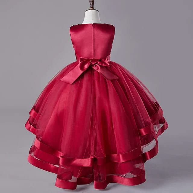 Niren Enterprise Embroidery Sequence Baby Frock for Kid Girls, Red, 7-8 Y