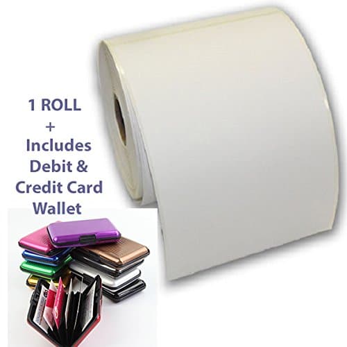 1 ROLL 100 x 150mm (6x4") 500 WHITE Thermal Labels Roll & CARD WALLET -Zebra Printer, Royal Mail, Hermes (500 Thermal Printer Labels)