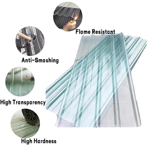 Clear Roof Sheet，FRP Clear Roof Sheet,Insulating Roofing Cladding Panel,Sun Roofing Tiles Fiberglass Daylighting Panels,Rainproof Carport，Roof Panels,for Garage Carport(Color:3pcs,Size:0.9*0.8m/35*31i