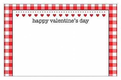 John Henry Happy Valentines Day Card Capri Cards Enclosure Cards for Floral Arrangements 50 Pack Check Boarder
