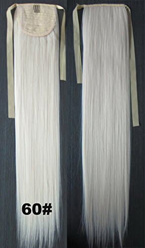 Long straight 22" 80g Clip In Hair Extension Ponytail#60 Platinum Blonde