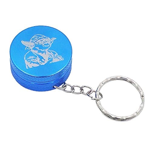 Yoda Mini 2-Piece Metal Herb & Spice Novelty Keychain Grinder - Miniature 1.25 Inch Size (Blue)