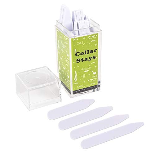 xydstay 60-160pcs White Plastic Collar Stays in a Clear Plastic Box, 4 Sizes, For Men Shirts
