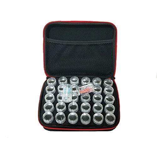 30 Bottles Diamond Painting Box Container Storage Full Square Tote Bag Holder Storage Handbag Zipper Design Shockproof（Random Selection of Colors,Size 8.8x7x2.6inch)